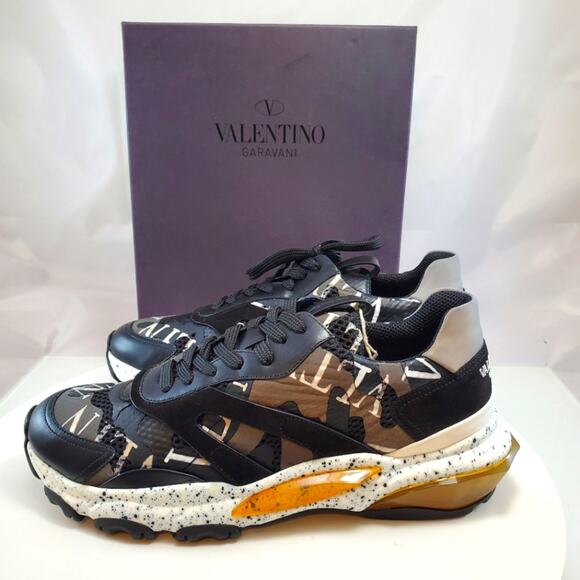 NWT$1,300 Valentino Garavani Men's Black Bounce Camouflage Sneakers Sz 42 (US 9) - Picture 9 of 16